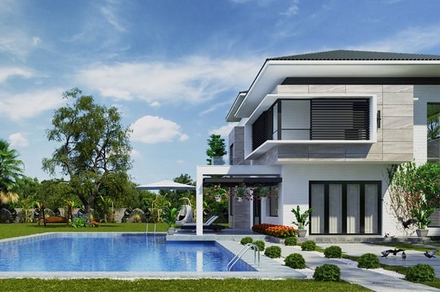 Mẫu thiết kế biệt thự 2 tầng có bể bơi đẹp, hiện đại - Kiến Thiết Việt
