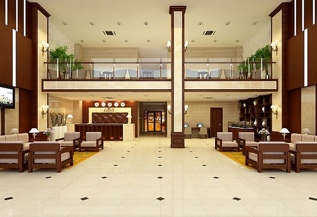 Hành lang của khách sạn thiết kế bắt mắt và mang đến sự tiện nghi cho không gian