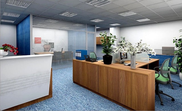 Phòng làm việc sử dụng những thiết kế nội thất thông minh để tận dụng tối đa diện tích không gian