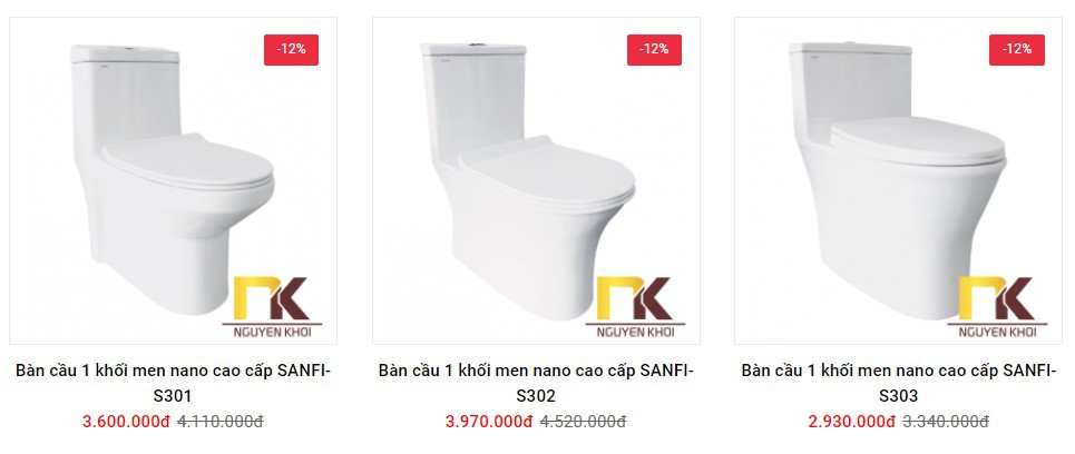 bảng giá thiết bị vệ sinh tại Đồng Nai