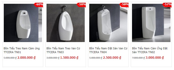 Báo giá một số sản phẩm bồn tiểu Nam đẹp, rẻ của TTCERA