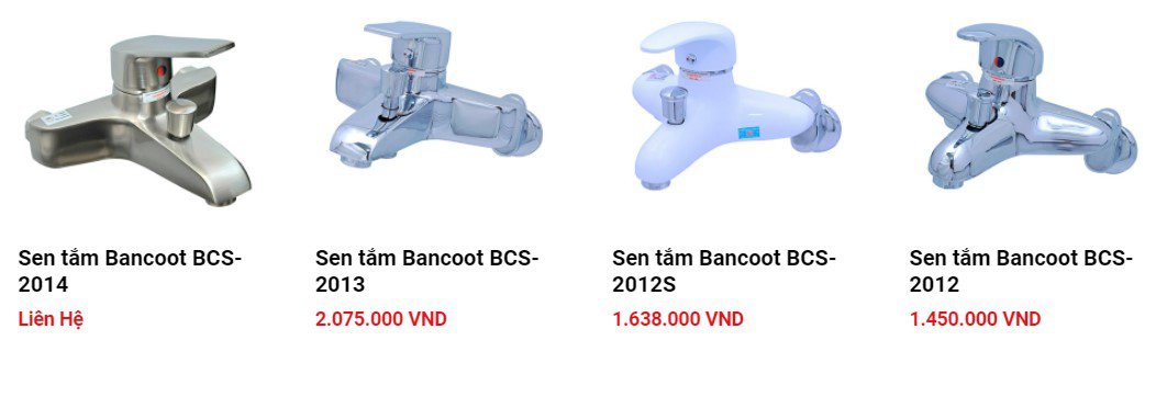 mẫu sen tắm của thương hiệu Bancoot